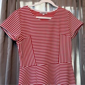 Downeast Red Striped Fit and Flare Dress Size L